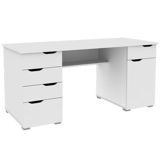 Kirkham Wooden Computer Desk In White High Gloss - Simply Home Office ...