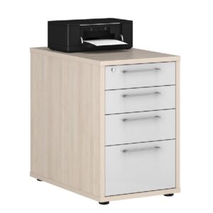 Macon Wooden Office Pedestal With 4 Drawers In Warm Mapple