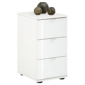 Palmer Wooden Office Pedestal With 3 Glass Drawers In White