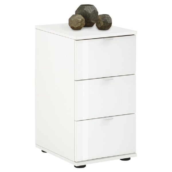 Palmer Wooden Office Pedestal With 3 Glass Drawers In White