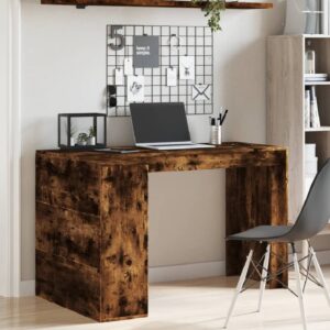 Kokomo Wooden Laptop Desk With 4 Shelves In Smoked Oak