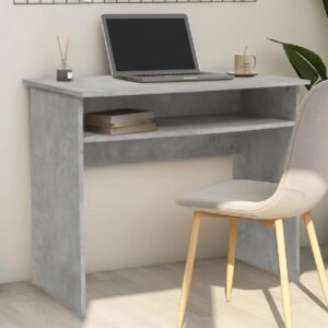 Angleton Wooden Laptop Desk With 1 Shelf In Concrete Grey