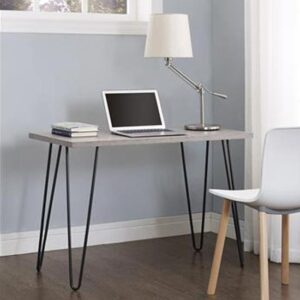 Ojai Wooden Laptop Desk With Black Legs In Grey Oak