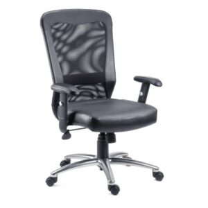 Belmar Leather Home And Office Chair With Chrome Legs In Black