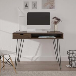 Catoosa Wooden Laptop Desk With 1 Drawer In Walnut