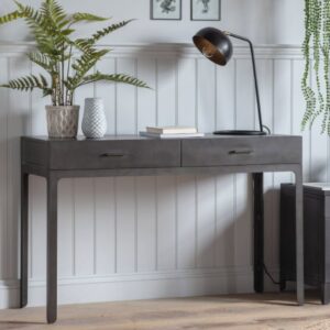 Ottistra Wooden Laptop Desk With 2 Drawers In Dark Grey