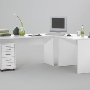 Till Wooden Corner Computer Desk In White